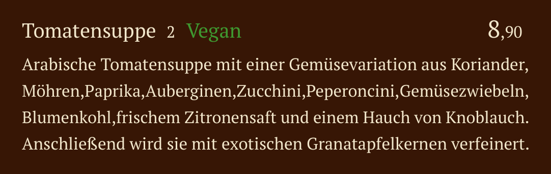 Qadmous Speisekarte – Vom Chefkoch