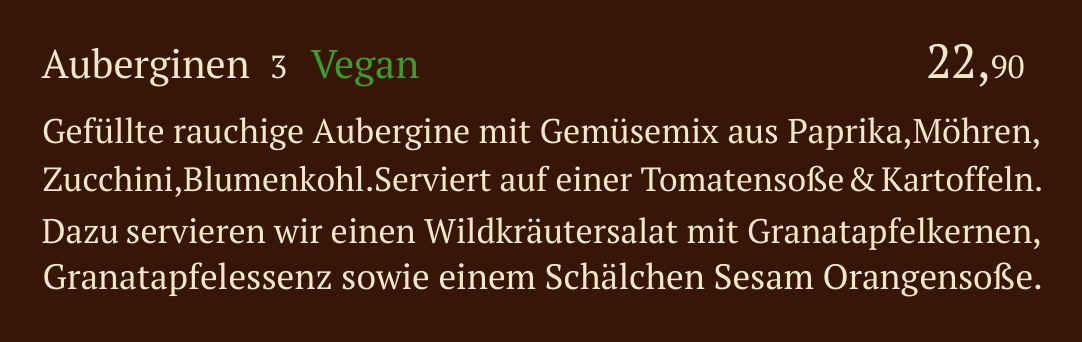 Qadmous Speisekarte – Vom Chefkoch