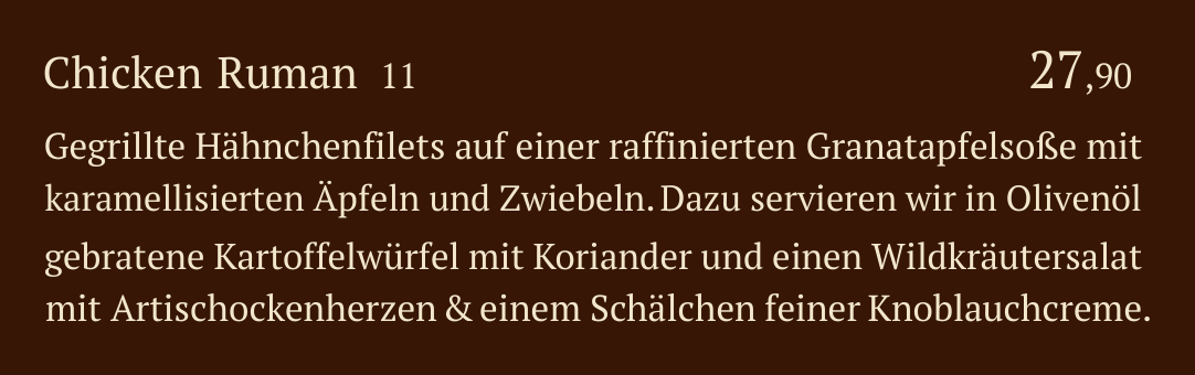 Qadmous Speisekarte – Chicken Filet vom Grill
