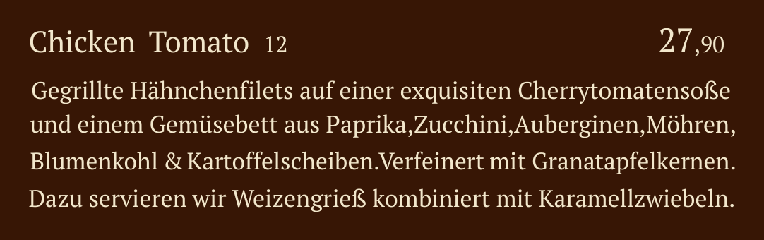 Qadmous Speisekarte – Chicken Filet vom Grill