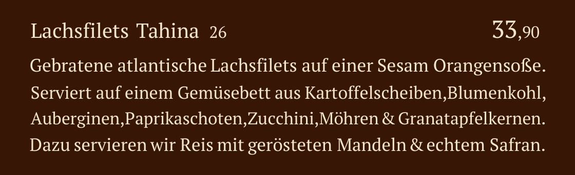 Qadmous Speisekarte – Fisch Filet Spezialitäten
