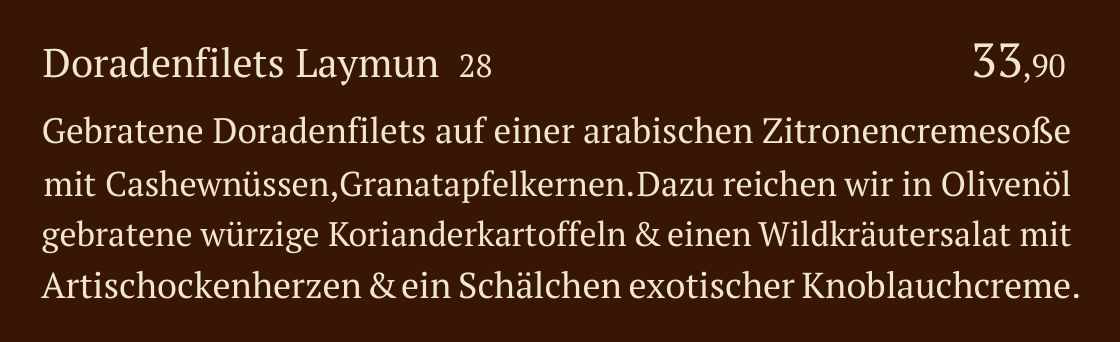 Qadmous Speisekarte – Fisch Filet Spezialitäten