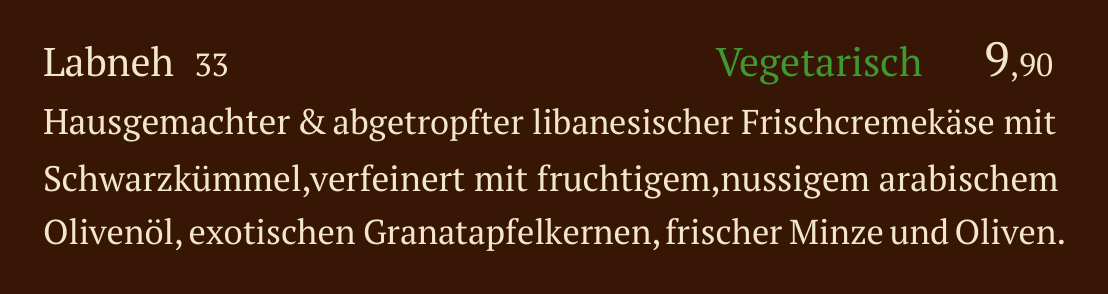 Qadmous Speisekarte – Kalte Mezze