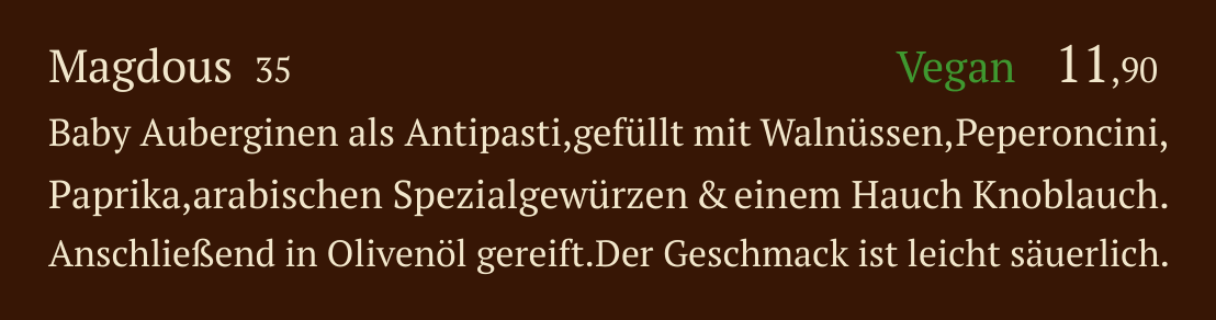 Qadmous Speisekarte – Kalte Mezze