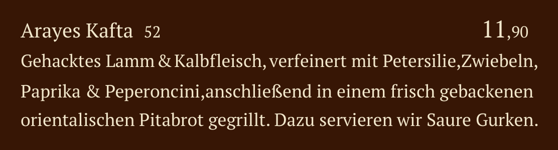 Qadmous Speisekarte – Warme Mezze