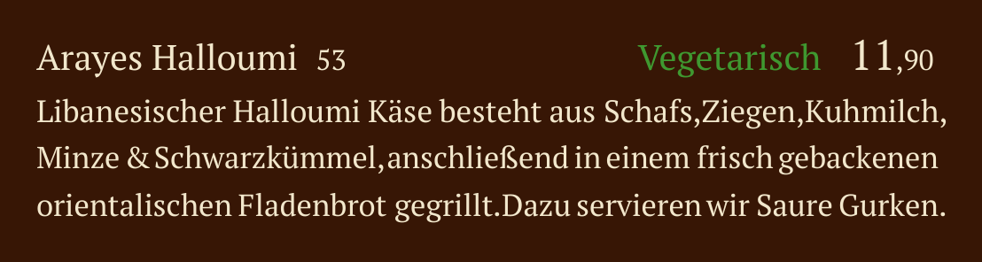 Qadmous Speisekarte – Warme Mezze