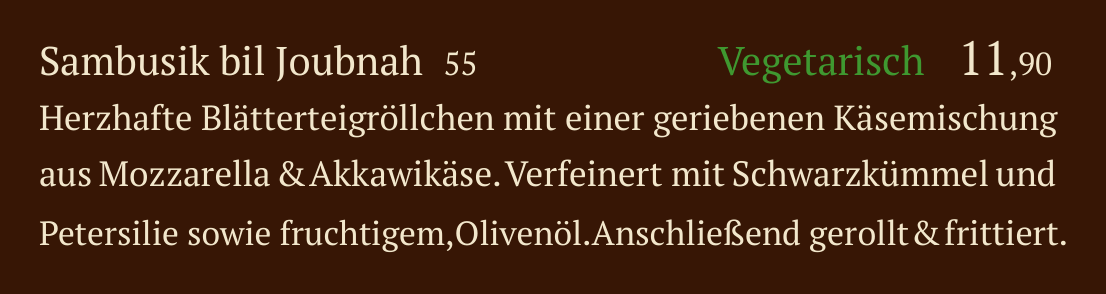 Qadmous Speisekarte – Warme Mezze