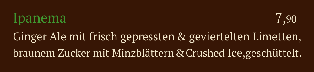Qadmous Speisekarte – Cocktail alkoholfrei