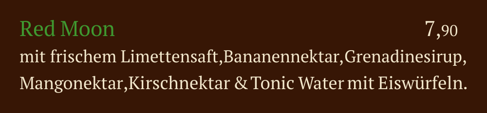 Qadmous Speisekarte – Cocktail alkoholfrei