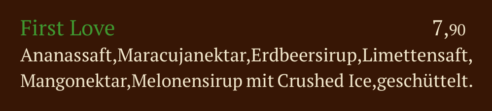 Qadmous Speisekarte – Cocktail alkoholfrei