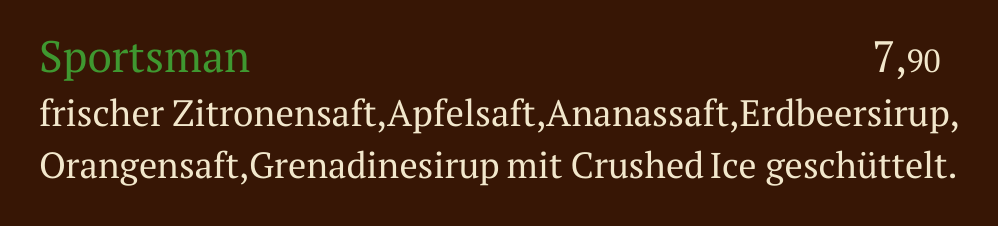Qadmous Speisekarte – Cocktail alkoholfrei