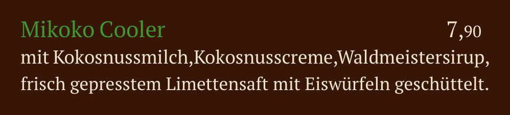 Qadmous Speisekarte – Cocktail alkoholfrei