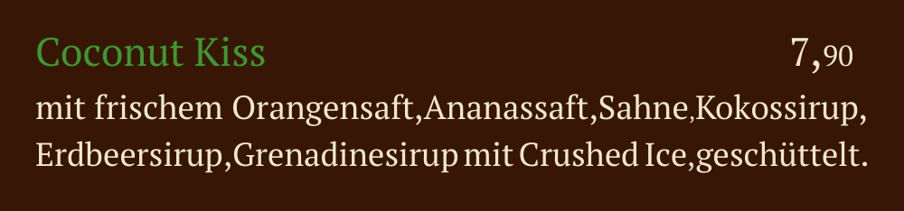 Qadmous Speisekarte – Cocktail alkoholfrei