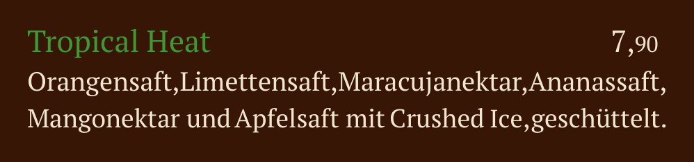 Qadmous Speisekarte – Cocktail alkoholfrei