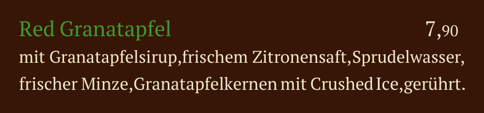 Qadmous Speisekarte – Cocktail alkoholfrei