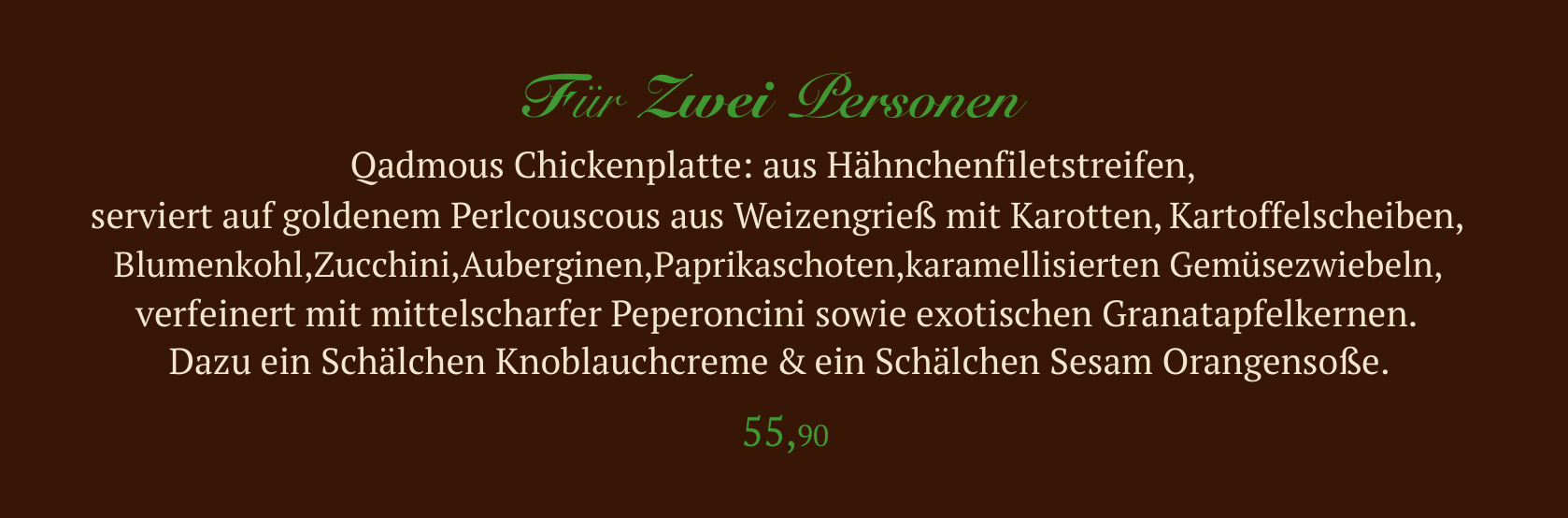 Qadmous Chickenplatte für zwei Personen – 55,90 €