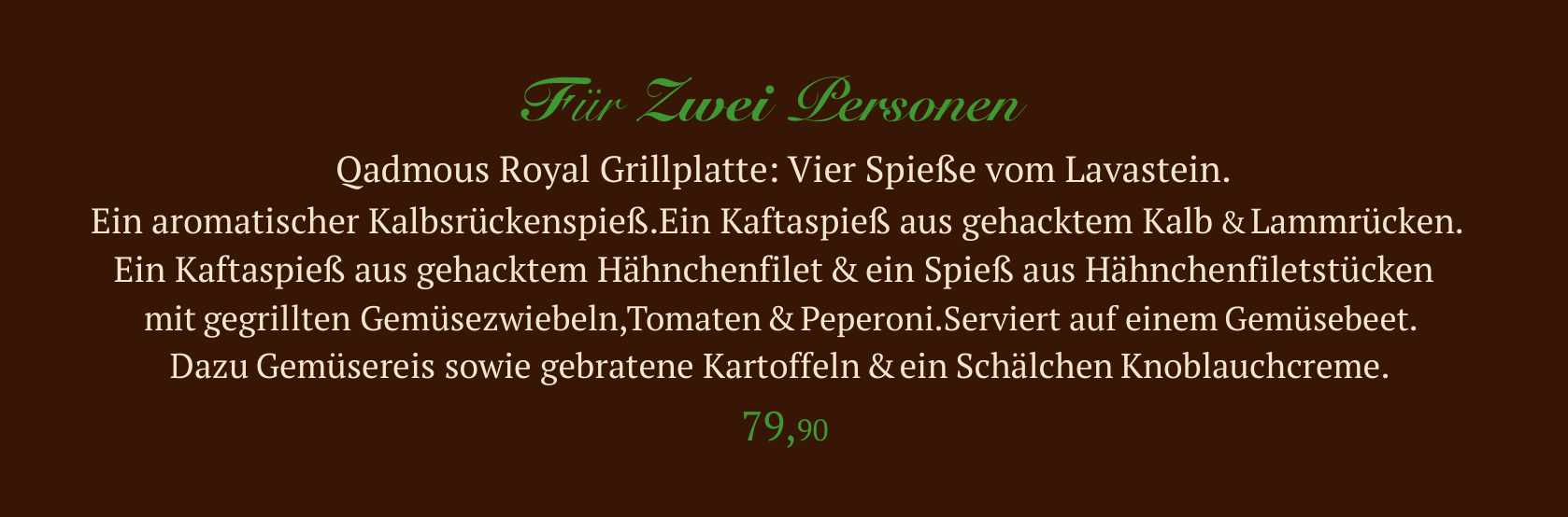 Qadmous Royal Grillplatte für zwei Personen – 79,90 €