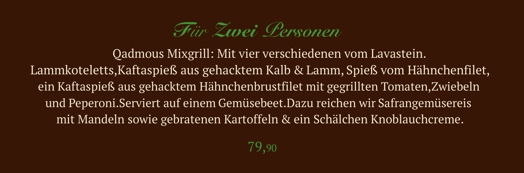Qadmous Mixgrill für zwei Personen – 79,90 €